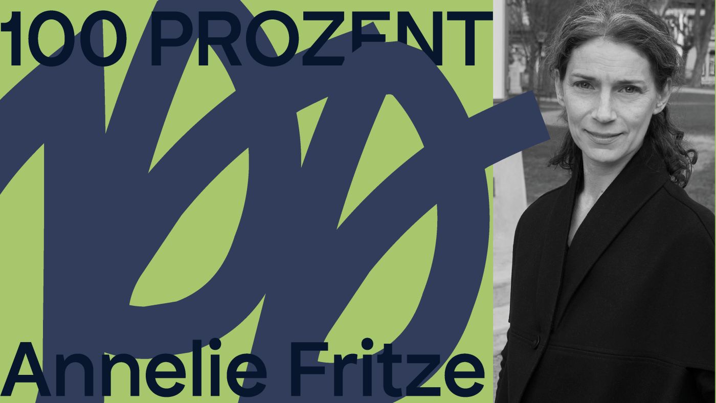 Sujet der reihe 100 Prozent mit einem Bild der Wien Modern Produktionsleiterin Annelie Fritze