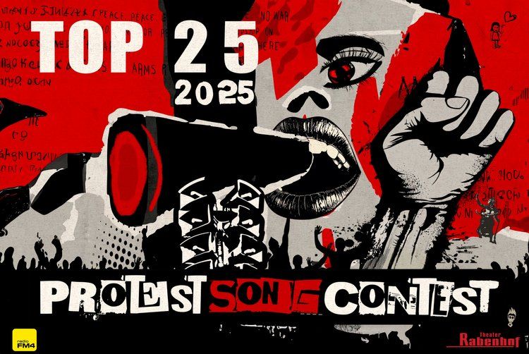 Plakat des diesjährigen Protestsongcontests im Wiener rabenhoftheater