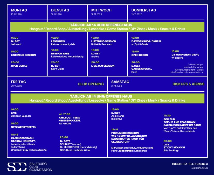 Programm Salzburger Tage der Clubkultur