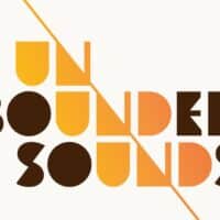 Schriftzug Unbounded Sounds in braun orange