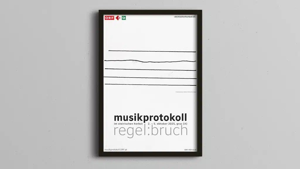 Plakat musikprotokoll basierend auf Störfaktor 2010 von Peter Ablinger
